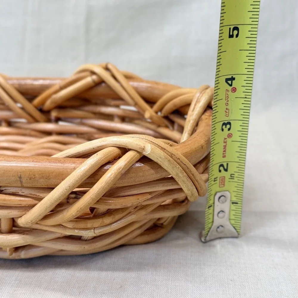 Vintage Natural Woven Rattan Wicker Oval Bread Fruit Basket Tray Co Decorn